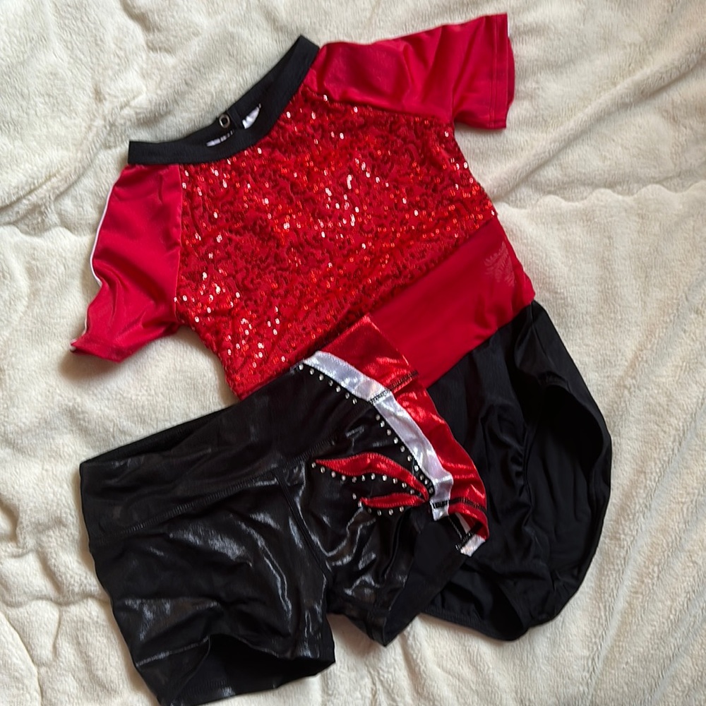 Gymnastics costume black and read